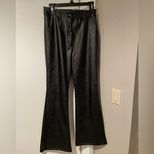 Shop these three: Black faux leather pants. Flare leg.